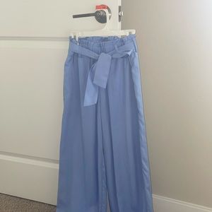 Ann Taylor Tie Waist Sinced Flowy Work High-Waisted Pants XS Blue